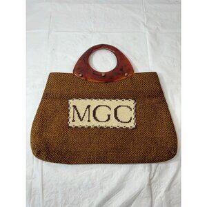 Vintage ‘60s JR Florida Large Tapestry Hand Bag lucite handles